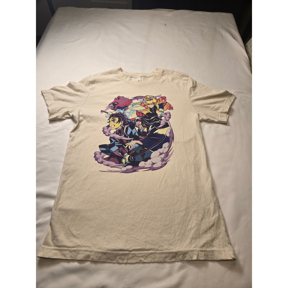 Bella Canvas Demon Slayer Graphic Tee Women Medium Cream Excellent Anime Shirt